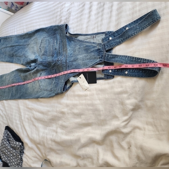ASM Collection Denim Overalls Raw Frayed Hem NWT size XS - Picture 6 of 9
